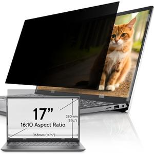 IPROKKO Laptop Privacy Screen 17 Inch for HP Dell Acer Asus Lenovo Thinkpad Envy XPS, 16:10 Aspect Removable 17in Anti Blue Light Glare Privacy Filter Shield, Anti Spy Computer Monitor Security Protector