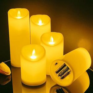 Flameless LED Candles Set of 5 with Dancing Flame Effect, Remote Control & 24-Hour Timer, Perfect for Yoga & Meditation Atmosphere, Battery Operated Indoor & Outdoor Candles (D3 x H3.94-7.87)