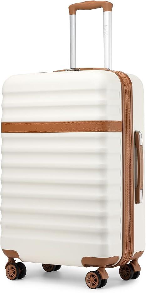 Kono Checked Luggage 24in Expandable Spinner TSA Lock ABS+PC Cream
Medium Size Spinner Wheels Lightweight Capacity and Lighter Weight multiple trendy solid color options for travel trips