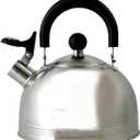 Mr. Coffee Carterton Stainless Steel Whistling Tea Kettle 1.5-Quart Capacity, Mirror Polish Finish, Durable Tea Kettle for Stovetop, Fast Boiling, Easy Pouring