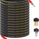 100FT Pressure Washer Hose 3/8''- 5000 PSI High Tensile Wire Braided Kink Resistant Power Washer Hoses Extension, Hot & Cold Water Max 140F with 2 Pcs M22-14mm 3/8" Quick Connect Kits