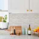 STICKGOO Peel and Stick Backsplash, PVC Wall Tiles Stick on Backsplash for Kitchen(1 Sheet, Beige with Metal Gold)