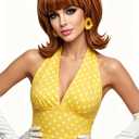 Rugelyss Short Wavy Wig with Bang Retro Bouffant Beehive Wigs fits 80s Costume or Halloween Party (ginger mixed blonde)