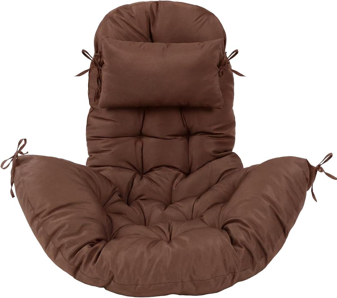 Tudomro Egg Chair Cushion Filling 2.58 kg Replacement Rocking Wicker Chair Cushions High Back Swing Hammock Egg Hanging Cushion Thicken for Indoor Outdoor Patio(Brown,1 Pcs)