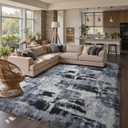 8x10 Ft Extra Large Shag Rugs for Living Room, Tie Dyed Ultra Soft Fluffy Furry Area Rugs for Bedroom Indoor Floor, Aesthetic Carpet for Kids Home Decor (Blue)