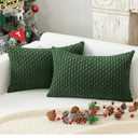 Kevin Textile Christmas Throw Pillow Covers 12x20 inch Soft Striped Decorative Cushion Cases with Hidden Zipper for Couch Sofa Bed 2 Pieces Dark Green