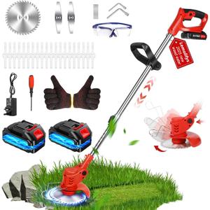6 inch Electric Stringless Weed Wacker Metal Blade, Electric Weed Trimmer Eater Battery Powered 4000mAh 21V, 3 in 1 Cordless No String Grass Trimmer Mini Mower Edger Brush Cutter, Garden Weed Tool