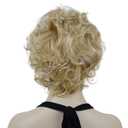 Lydell Women's Short Wavy Curly Wig Synthetic Hair Full Wig Blonde Highlights 6 inches