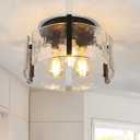 Black Semi Flush Mount Ceiling Light Fixture, 3-Light Modern Hallway Light Fixtures Ceiling Mount, Foyer Kitchen Lighting Fixtures Ceiling Lights for Bedroom, Bathroom, Laundry Room, Entryway, Hallway