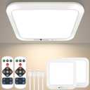 Rechargeable Motion Sensor Closet Light with Remote, Wireless Battery Operated Ceiling Light Magnetic Mount, Rechargeable LED Shower Light No Wiring for Indoor, Shower, Stairs, Hallway, Porch - 2 Pack