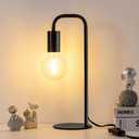 Iporovon Industrial Table Lamp for Bedroom, Small Table Lamps for Bedside with Wire Switch, E26 Socket Base, Modern Nightstand Lamp for Living Room, Reading, Office, Bulb Not Included., Black 