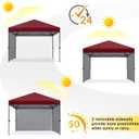 COOSHADE Pop Up Canopy Tent 10x10 with 2 Sidewalls, Outdoor Shade Instant Canopy Tents, Burgundy