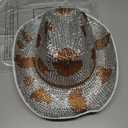 Tisancy Rhinestone Cowboy Hats Cowgirl Hat for Women Fits 58 cm/L Western Disco Hat for Carnival Wedding Costume Party(Diamond Brown Cow)