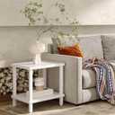 MMEOLUOOK Large End Table Square Side Table Modern Sofa Table 20 Inch Industrial Coffee Table NightStand with 2-Tier Storage Shelf for Living Room Bedroom White MLBZ06W
