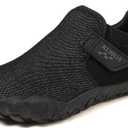 KUBUA Kids Barefoot Shoes Boys Girls Slip On Minimalist Sneakers for Walking Tennis Athletic Hiking C Black 10.5 Little Kid
