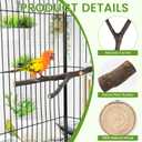 8PCS Natural Wood Bird Perches, Parrot Perch Stand & Chewing Toy with Multi-Branch & Rope, Cage Accessories for Parakeets, Conures, Cockatiels, Lovebirds, Budgies