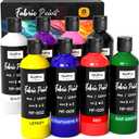 Nicpro 8 Colors Permanent Fabric Paint (4 oz, 120 ml) Soft Fabric Paint for Clothes, Non-Toxic Textile Paint for Fabric DIY Crafts, T-shirts, Shoes Jeans Bags Canvas for Adult with Color Wheel