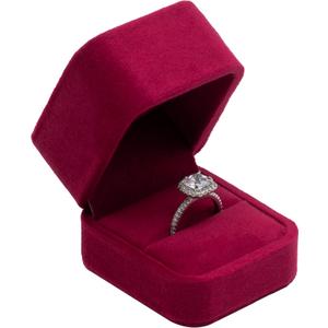 Velvet Single Ring Box Case Holder for Engagement Proposal Birthday Wedding,Jewelry Ring Gift Box Jewelry Packaging Box (Red)