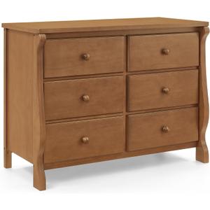 Delta Children Universal 6 Drawer Dresser, Interlocking Drawers, Chestnut, 20.8"D x 47.3"W x 34.8"H