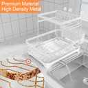 Dish Drying Rack - Auto Draining Dish Rack for Kitchen Counter, Large Capacity Dish Drainers Organizer with Drainboard, 2-Tier Drying Rack with Utensil Holder White