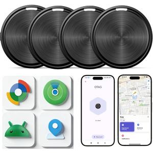 Air Tags-4 Pack Tracker Tag for iOS and Android, Work with Google Find Hub & Apple Find My APP, Long Battery Life, for Keys/Luggage/Suitcase/Backpack/Wallet, Black