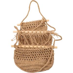 Unomor Tiered Fruit Basket Woven Kitchen Decor Easy Hang Storage Vegetable Holder for Home