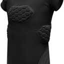Exxact Sports Elite 6-Pad Adult Padded Football Shirt with Chest, Shoulder, Ribs & Spine Protection, Mens Football Padded Compression Shirt, Size AS