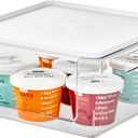 Rosanna Pansino x iDesign Recycled Plastic Open Front Kitchen Storage Bin with Lid, Clear Bin/Marshmallow Lid, 12" x 12" x 6"