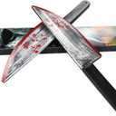 MyersCostume 2Pcs Halloween Knife Jumbo Plastic Bloody Butcher Knife Halloween Butcher Prop Metallic