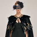 Masquerade Mask, Feather Flower Decorated, Venetian Style Costume Party Mask Props (Heart Black)