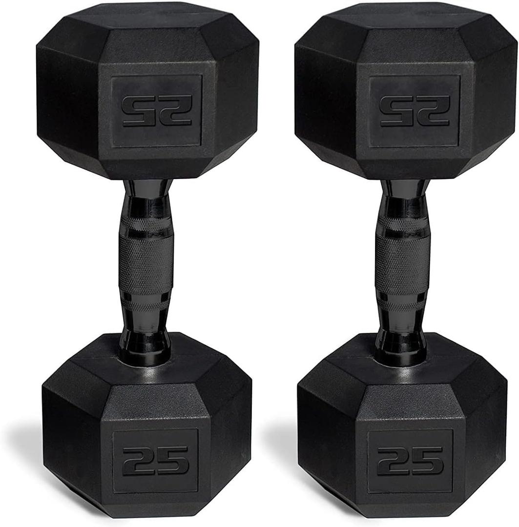 CAP 50 lbs Coated Dumbbell Set | Multiple Styles (Black Handles)