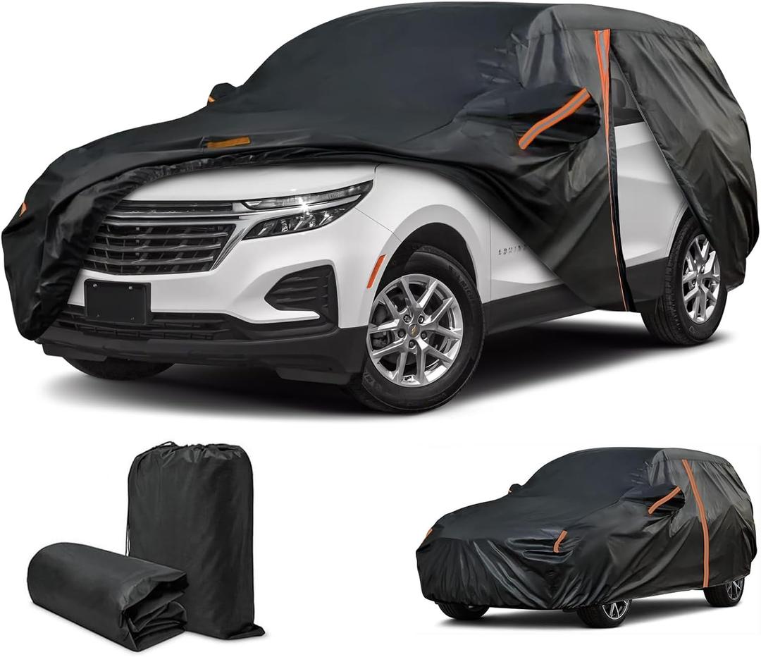 Car Cover for Chevy Equinox, Custom Fit Equinox Cover 2005-2025, Covers for Chevrolet Equinox, All Weather with Door Zipper/Reflective Strip/Windproof Bands, Sun UV Dust Wind Rain Snow Protection