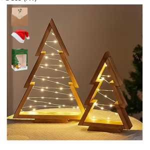 Light up Wooden Christmas Trees, 2026 New Handmade Tabletop Christmas Tree Decorations with LED Lights for Farmhouse Home Kitchen Table Mantle Shelf Party Indoor Deco (A1)