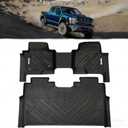 All Weather Floor Mat for Ford F-150 SuperCrew 2015-2026, TPE Car Mat Full Set Front & Rear 3PCS,Custom Fit F150 Floor Liners - Anti-Slip Waterproof Odorless Easy Clean - Black