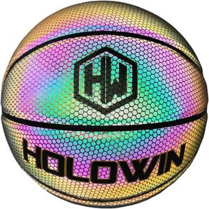 Reflective Glowing Holographic Luminous Basket Ball for Night Game, Perfect HoloHoops Gifts Toys (Size 7)