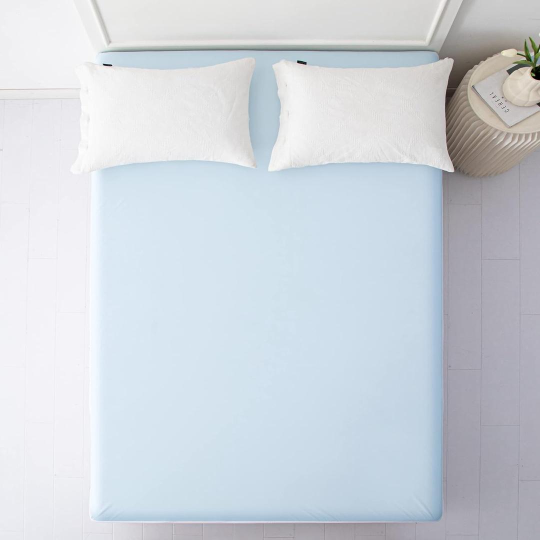 2 Mattress Protector Bunk Size (2ft x 64") – 100% Waterproof Zippered Cover, 6-Inch Deep, Six-Sided Encasement, Perfect for Campers, Motorhomes & Travel Trailers (Light blue) fabric