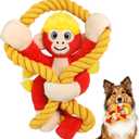 Squeaky Dog Toys: Large Dog Chew Toy- Interactive Tough Tug of War Toy with Rope for Small/Meduim/Large Breeds - Puppy Toy for Teething Training (Bright Red)