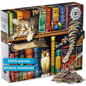 Buffalo Games - 1000 Pieces Jigsaw Puzzle Charles Wysocki Frederick The Literate, Made in USA, Premium Recycled Board, Reference Diagram