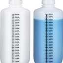 32oz/1000ml Narrow Mouth Plastic Bottles with Caps, HDPE Laboratory Grade Graduated Liquid Containers for Reagent Sample Medicine Water Storage (Translucent, 2 Pcs)