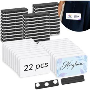 22 Pcs Sublimation Name Tag Blanks Magnetic 1.5"x3" Aluminum Name Badges Blanks Bulk with Magnetic Backing, 0.8mm Metal Sublimation Tags for DIY Employee ID Badges Office Retail School Events