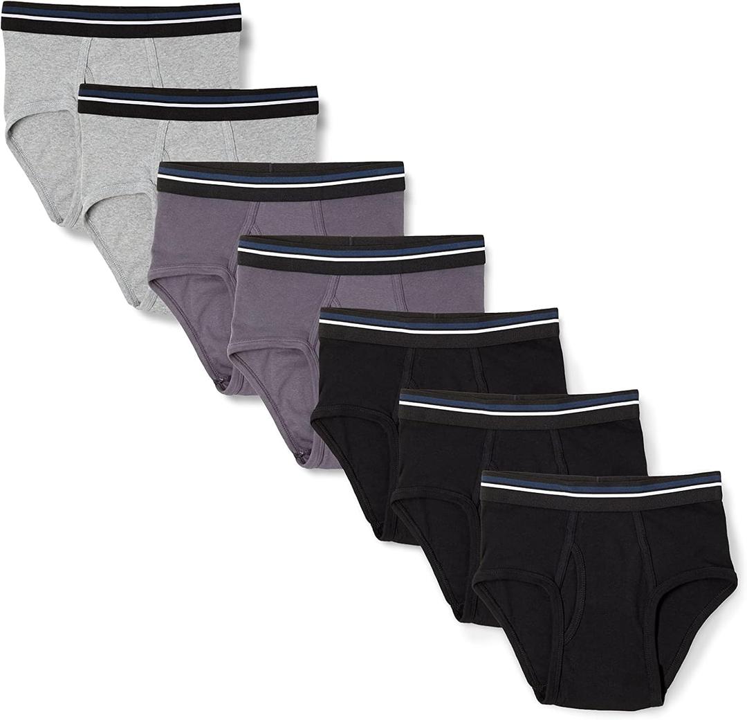 Amazon Essentials Men's Cotton Tag-Free Breathable Briefs Underwear, Pack of 7, Multipacks (X-Large, Black/Charcoal/Grey Heather)