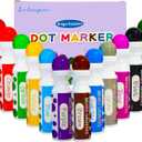 SEETOOOGAMES Bingo Daubers Dot Markers - Mixed Colors Set of 12 Pack - for Toddler Arts and Crafts (Red, Orange, Yellow, Apple Green, Blue, Purple, Pink, Brown, Dark Green, Dark Blue, Gray and Black)