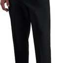 Haggar mens Premium No Iron Khaki Classic Fit Expandable Waist Flat Front Pant, Black, 32x30