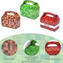 18pcs Pixel Theme Gift Box Bags, 3 Colors Video Game Goodie Theme Gift Treat Boxes with Handle Foldable Pixel Goody Party Favors for Boys Girls Birthday Decorations Supplies (Green/Brown/Red)