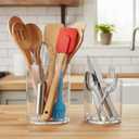 Amazing Abby - uPod - Plastic Utensil Holder (2-Piece Set), 7.5"+5.5" (H), Clear Utensil Crock and Flatware Caddy, Cooking Utensil Organizer for Kitchen Countertop, BPA-Free, Shatter-Proof (Not Glass)