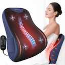 Lumbar Support Pillow for Office Chair, Heated Back Support Pillow with Vibration, Back Massage for Pain Relief, at Home Office Car Sofa, 3 Heating Levels & 4 Motors & 3 Intensities, Gifts