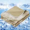 inhand Cooling Blanket Queen Size (90"x90"), Cooling Blankets for Hot Sleepers, Absorbs Heat to Keep Adults Cool for Summer Nights Sweats, Thin Cold Lightweight Blanket for Couch Bed, All Season Use (Beige)