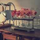 Vase Set with Flower and LED Lights, 3 Jars with Artificial Flowers, Rustic Wood Tray, Farmhouse Table Decor