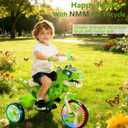 NMM Dinosaur Tricycle for Toddlers, Kids Trike with Music, LED, Tricycles for 3-5 Year Olds, for Rider, Big Wheel, Storage Basket, Horn, Toddler Bike for Boy, Dinosaur Toys for Kids 2-4 4-7, Medium