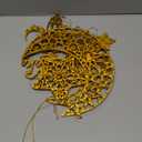 2 Pieces Eid Mubarak Door Sign Wooden Hanging Signs, Ramadan Kareem Hollow Ornament Decorations Moon and Stars, Moon Shape Ramadan Mubarak Party Wood Wall Hanger for Islamic Muslim Home Decor (Large)